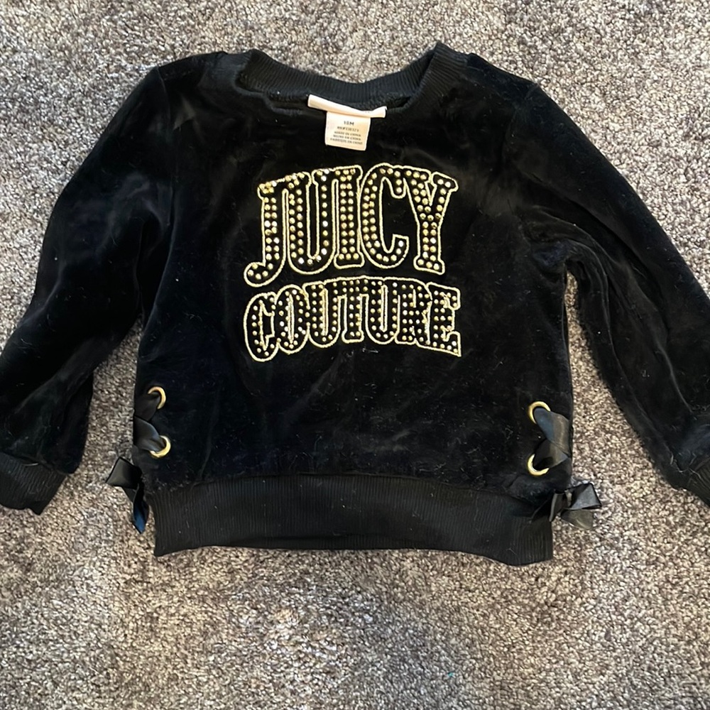 Black velour juicy couture sweatshirt size 18 months